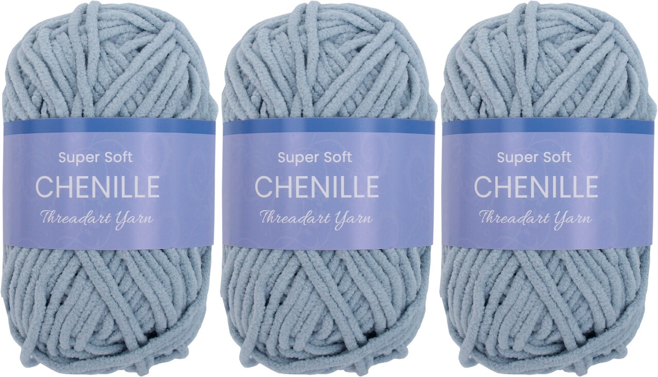 ThreadArt #5 Chenille Yarn for Crocheting, Knitting, Amigurumi, Super Soft Plush Velvet Yarn - 50 Gram 60 yds Fluffy Yarn Skeins